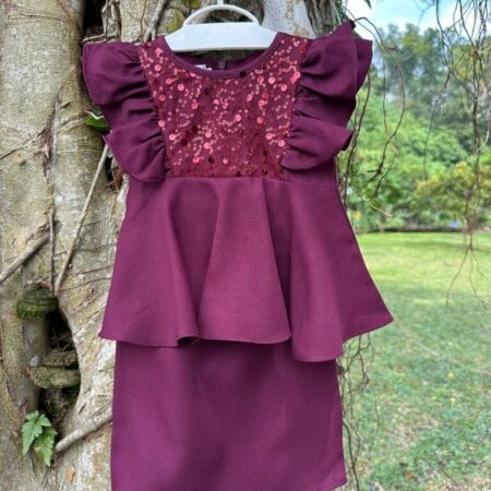 Glitter Kurung (Burgandy)