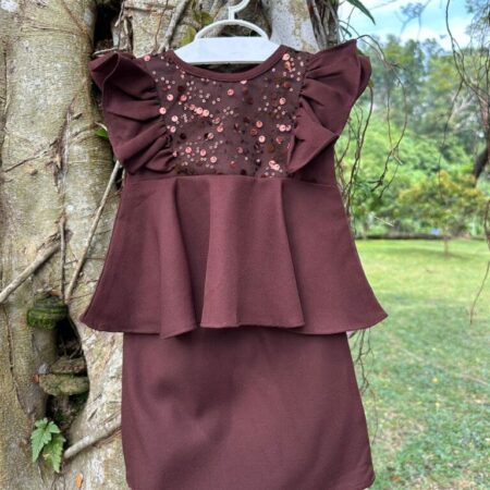 Glitter Kurung (Mahogany Brown)