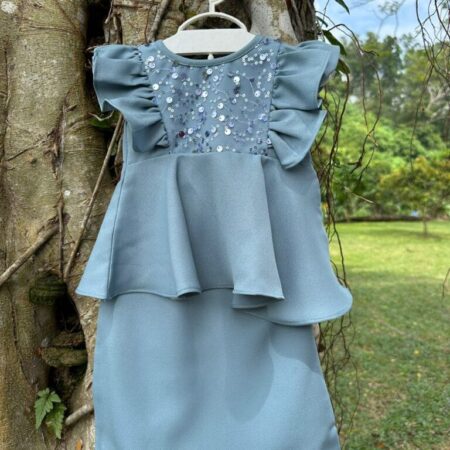 Glitter Kurung (Ash Blue)