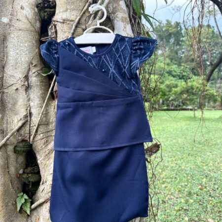 Pleated Kurung (Navy Blue) - Version 1