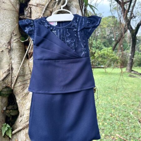 Pleated Kurung (Navy Blue) - Version 2