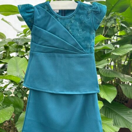 Pleated Kurung (Teal Blue)